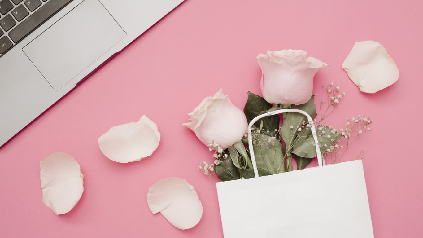 main hero image flower and laptop